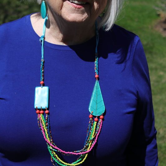 Beads and Acrylic Necklace with Earrings