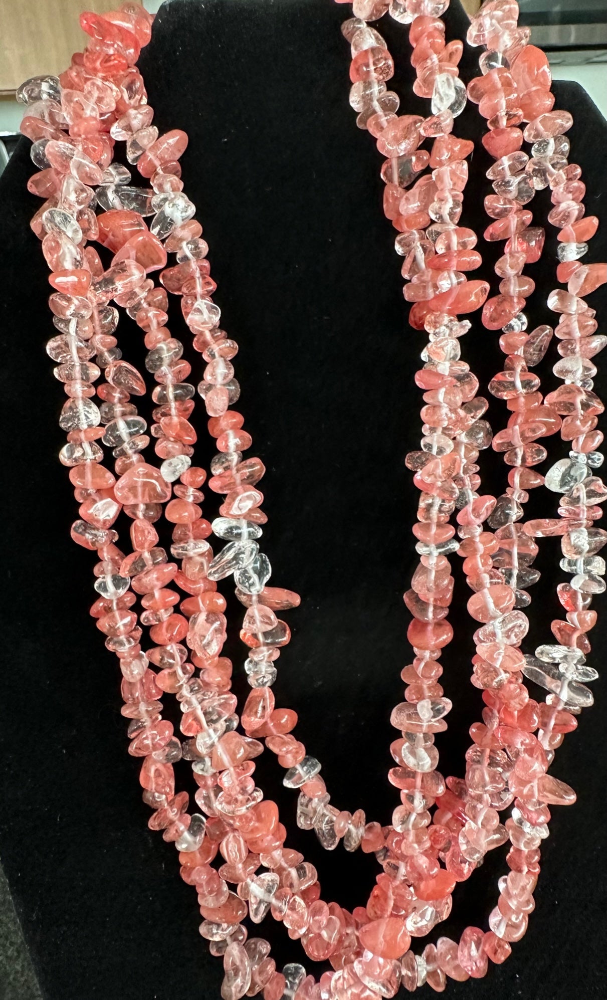 Three Strands of Beautiful Coral Crystal Beads