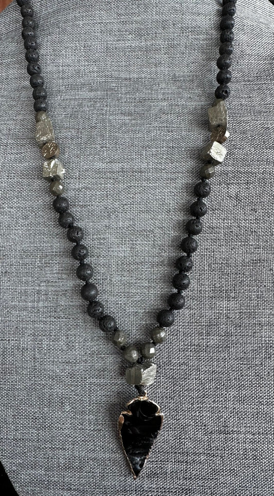 Natural Lava Stone Pendant Necklace