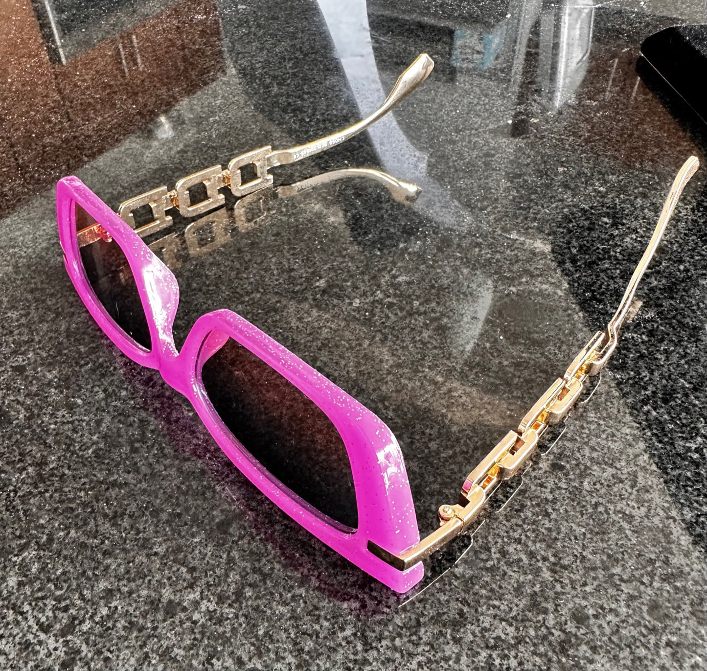 Magenta Sunglasses with Gold Sides