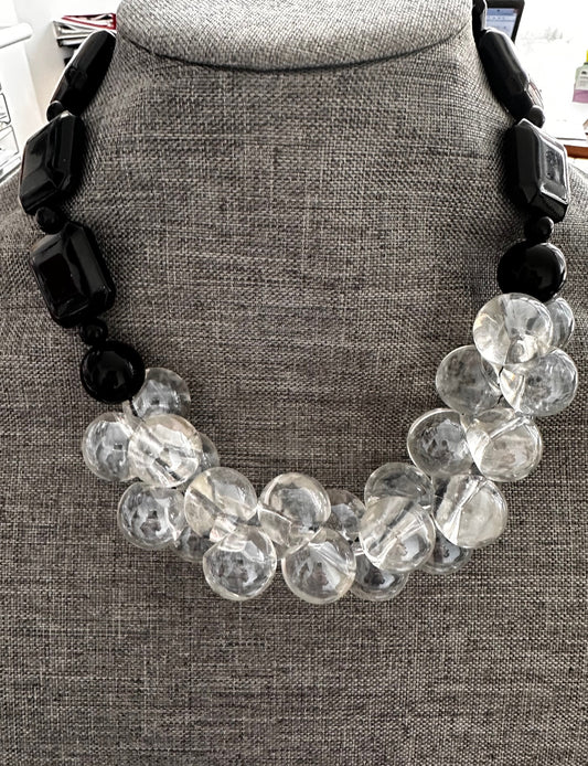 Black Resin and Clear Bead Necklace