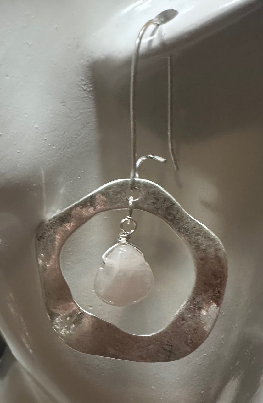 Silver Earring with an Opal Color Stone