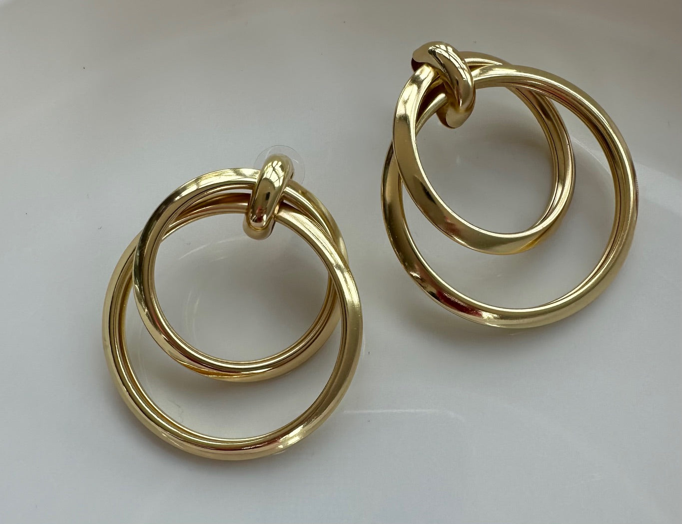 Gold Color Double Circle Earring