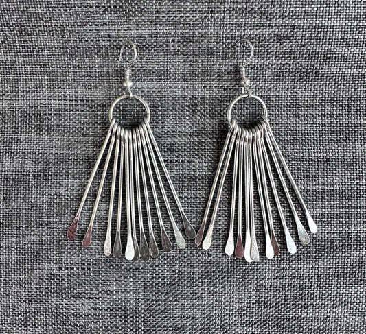 Metal Matchstick Earrings- Silver Colour