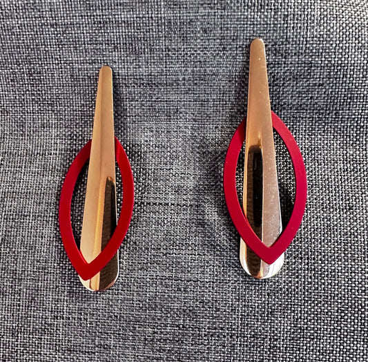 Gold/ Red Drop Earrings