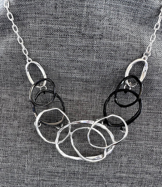 Black and Silver Circle Necklace