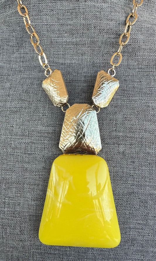 Yellow and Gold Pendent on Gold Chain