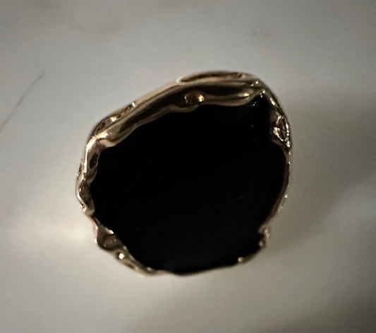 Gold Metal Ring with Black Stone