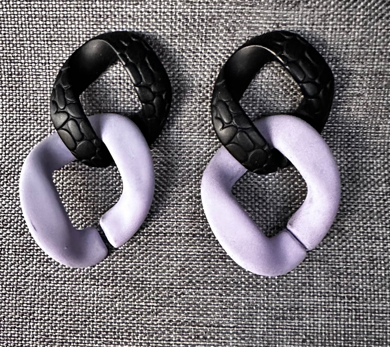 Purple and Blace Acrylic Earrings