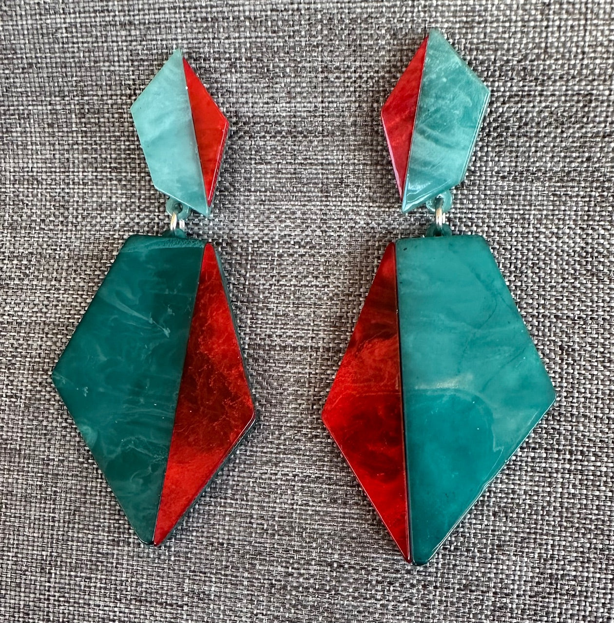 Red and Green Drop Earrings