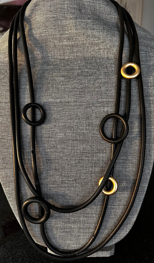 Black/ Gold Rubber Necklace